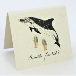 Dolphin Earrings Turquoise - gold 