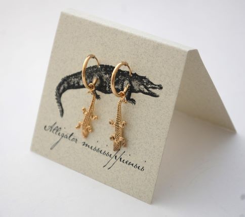 Alligator Hoop Earrings - gold