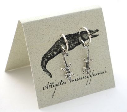 Alligator Hoop Earrings - silver